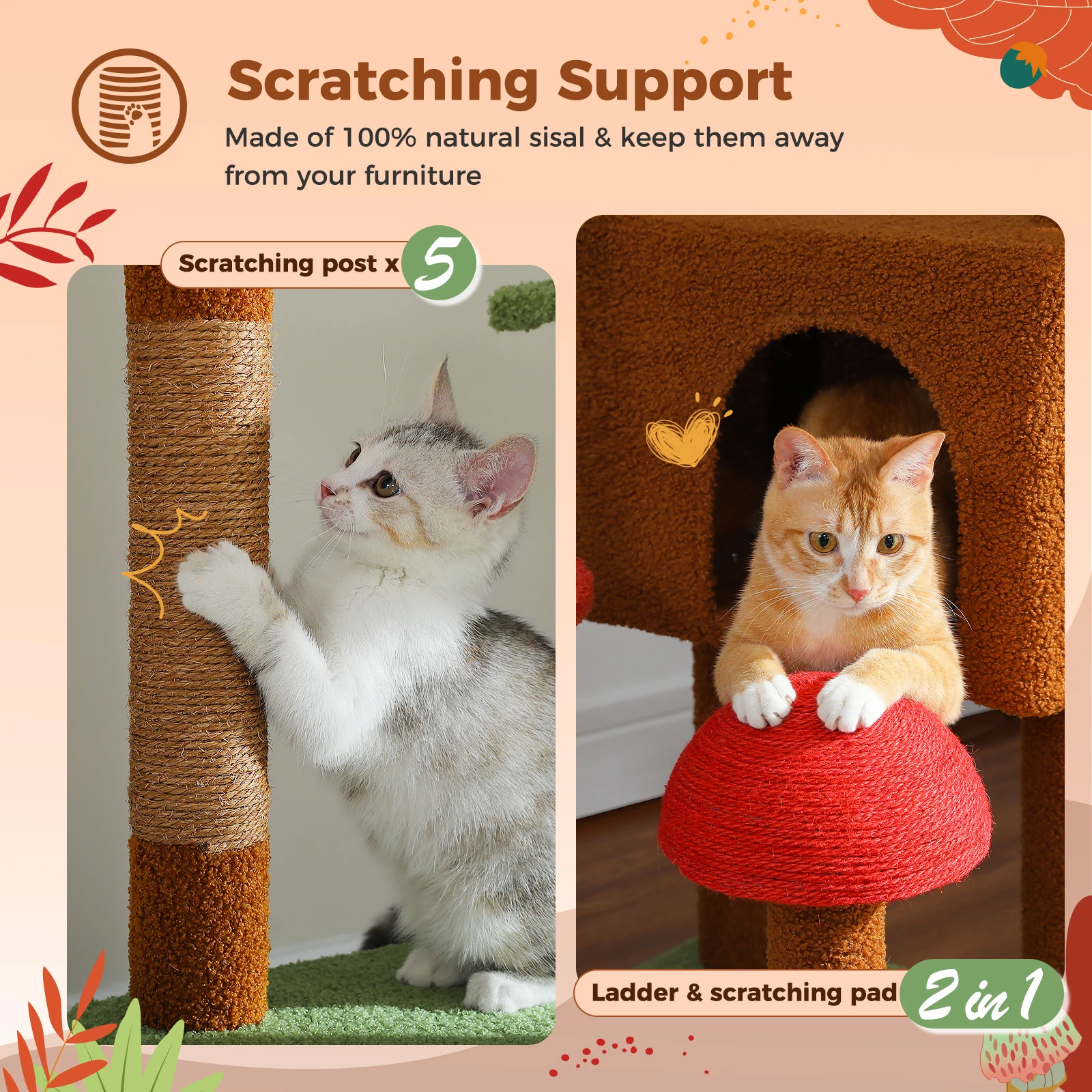 Cat Tree  Tower with Cat Condo Scratching Post - Image 3