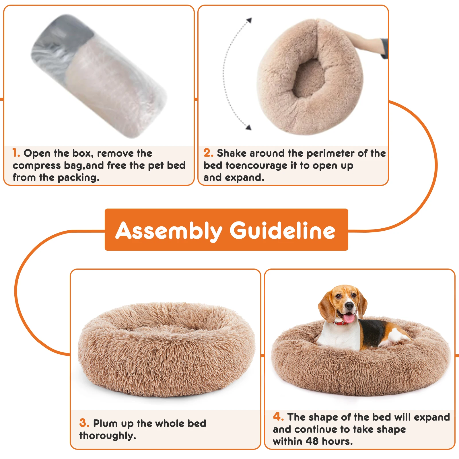 Large Pet Bed Round Fluffy Plush Dog Bed - Image 5