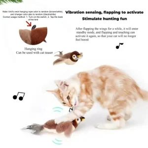 Hot Simulated Bird Cat Toy Interactive  Rechargeable Chirping Flapping Bird - Thumbnail Image 4