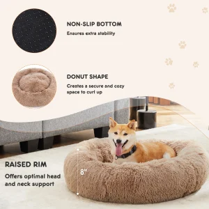 Large Pet Bed Round Fluffy Plush Dog Bed - Thumbnail Image 4
