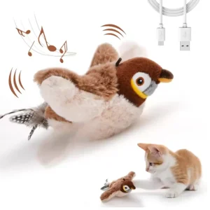 Hot Simulated Bird Cat Toy Interactive  Rechargeable Chirping Flapping Bird