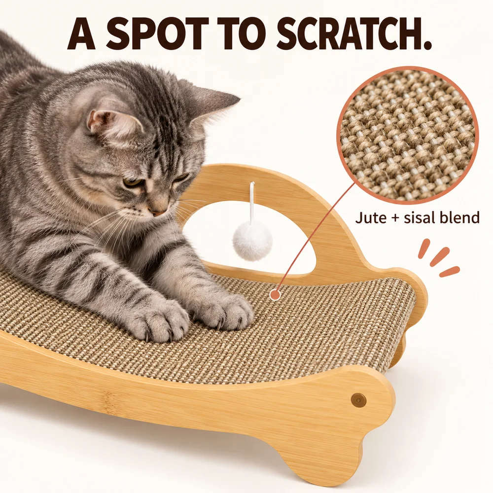 Zoe Cat Scratcher Lounger With Crinkle Tunnel - Image 2