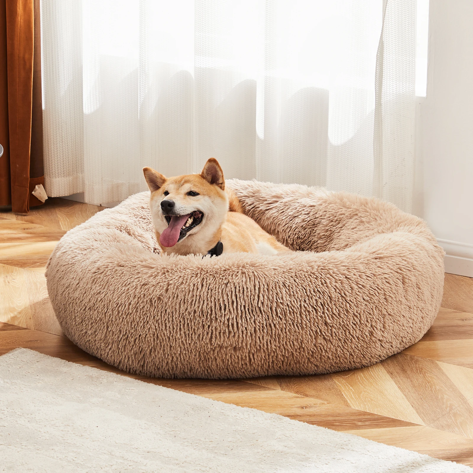 Large Pet Bed Round Fluffy Plush Dog Bed - Image 1