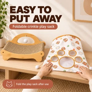 Zoe Cat Scratcher Lounger With Crinkle Tunnel - Thumbnail Image 5