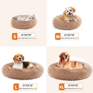 Large Pet Bed Round Fluffy Plush Dog Bed - Thumbnail Image 3