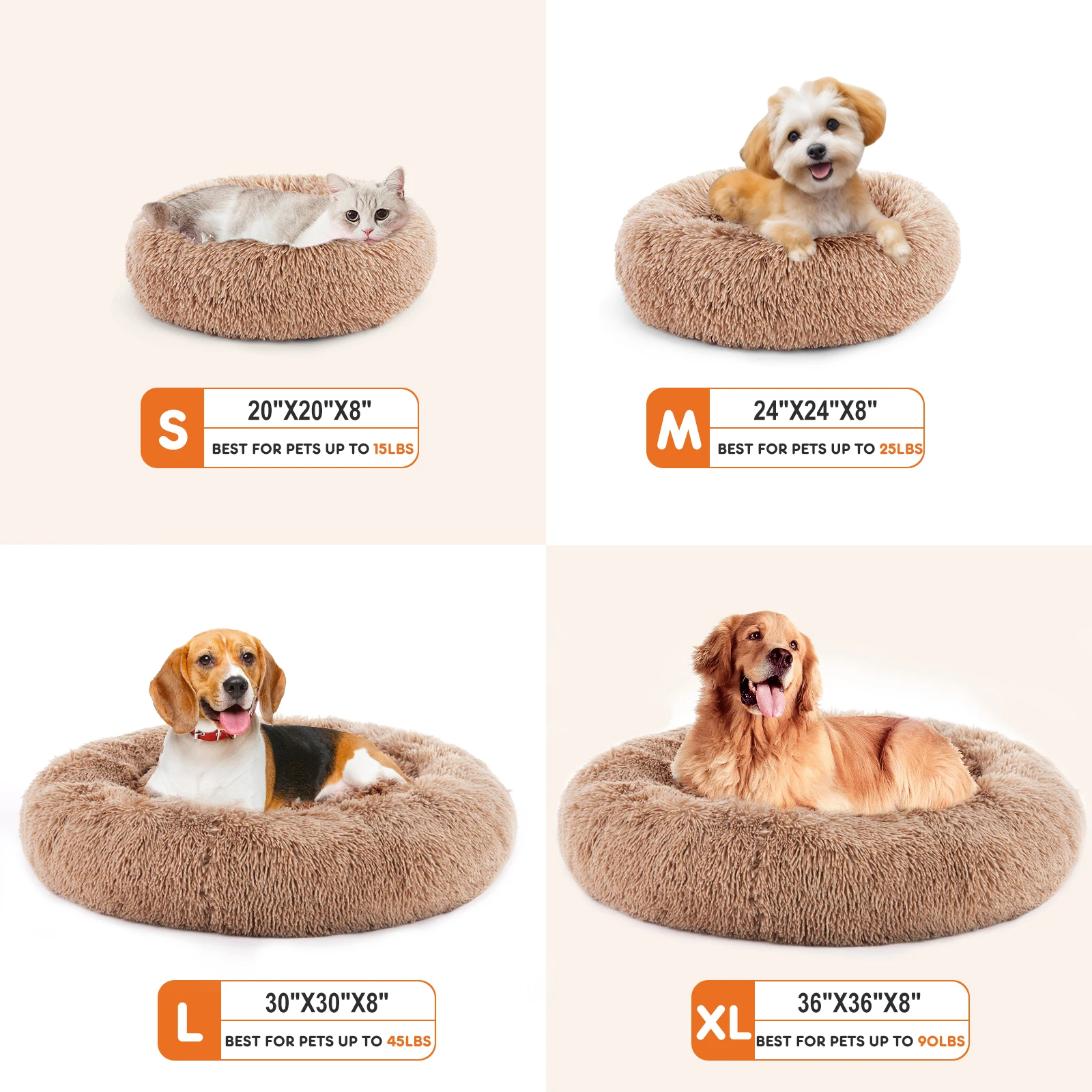 Large Pet Bed Round Fluffy Plush Dog Bed - Image 3