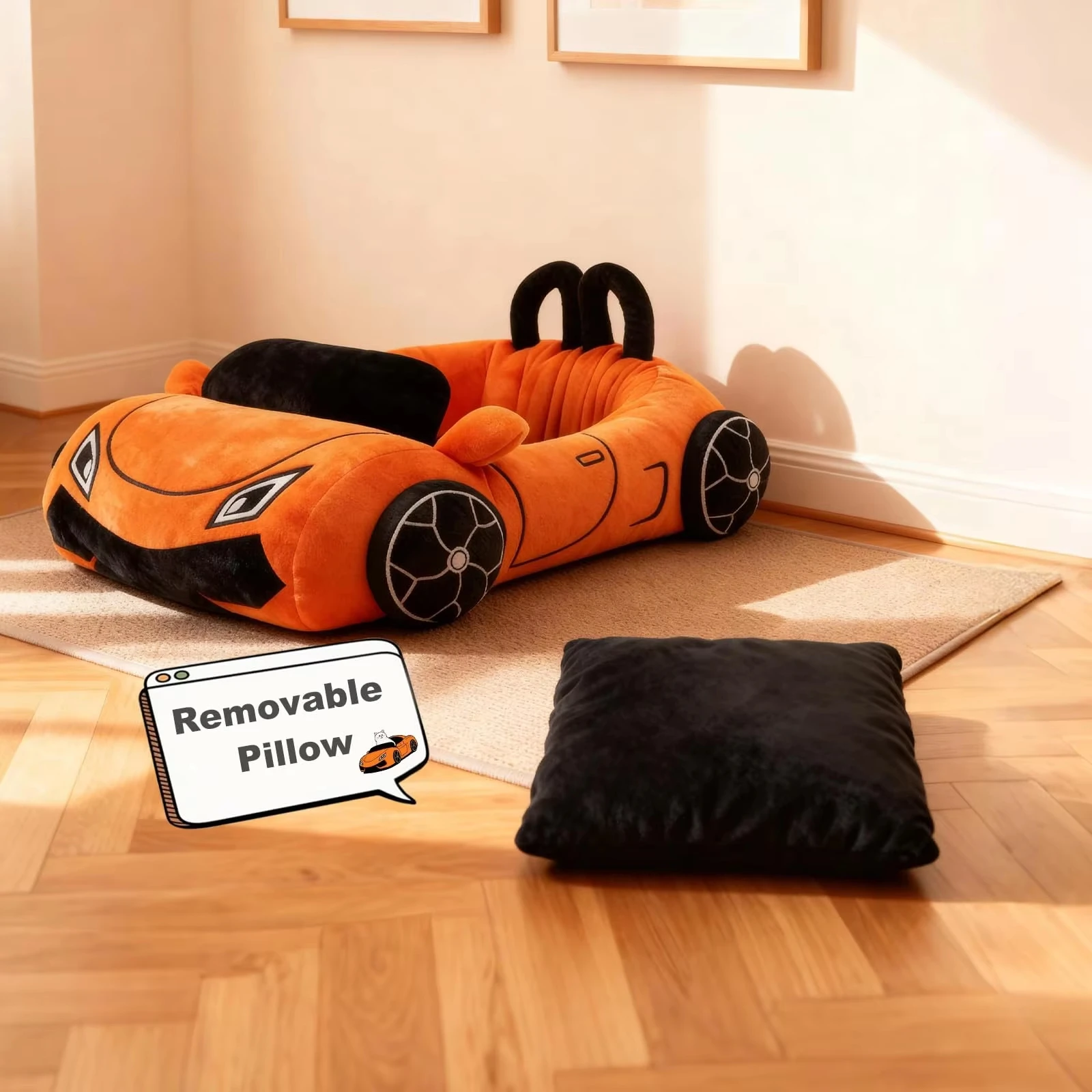 Cat Small Dog Bed with Pillow - Image 3