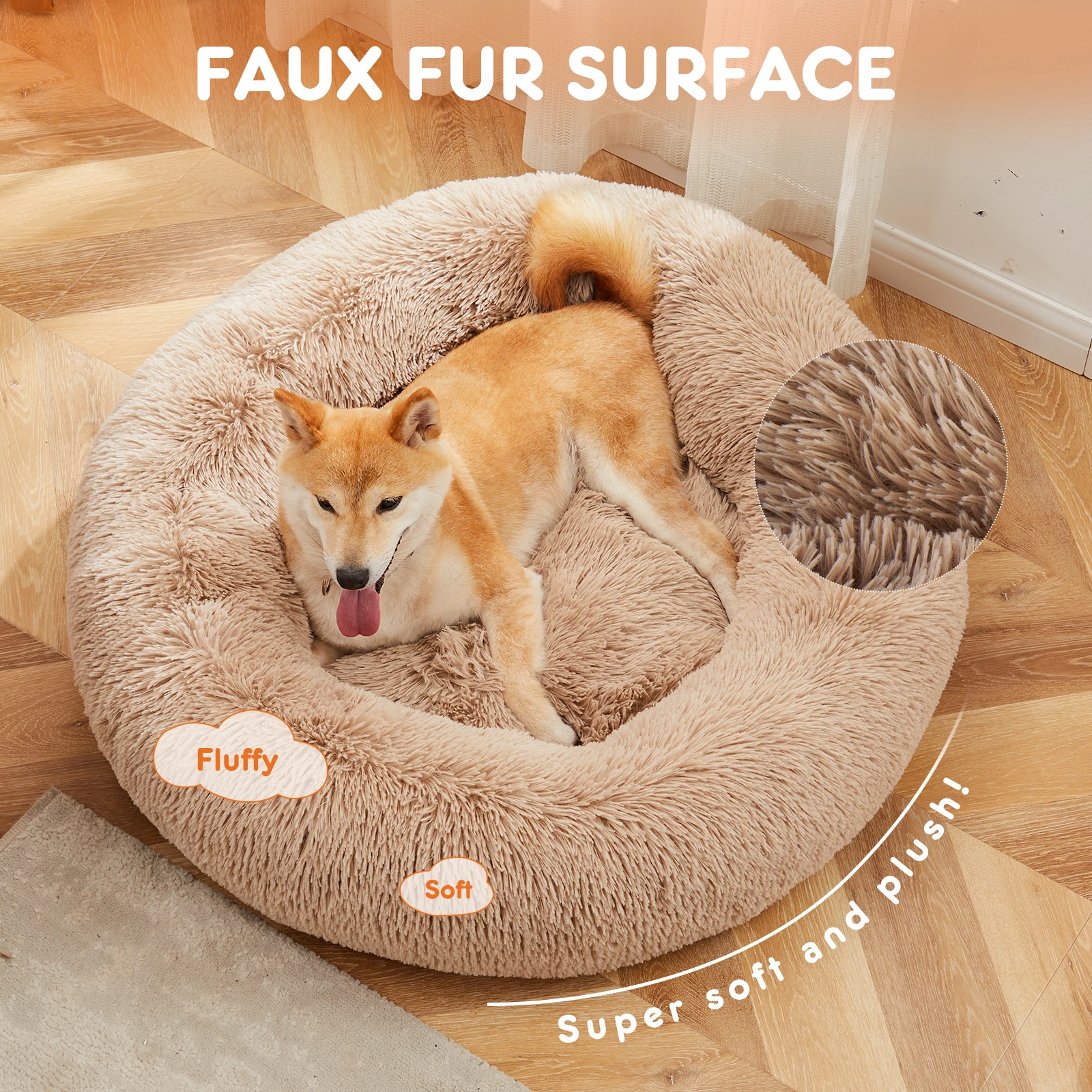 Large Pet Bed Round Fluffy Plush Dog Bed - Image 2