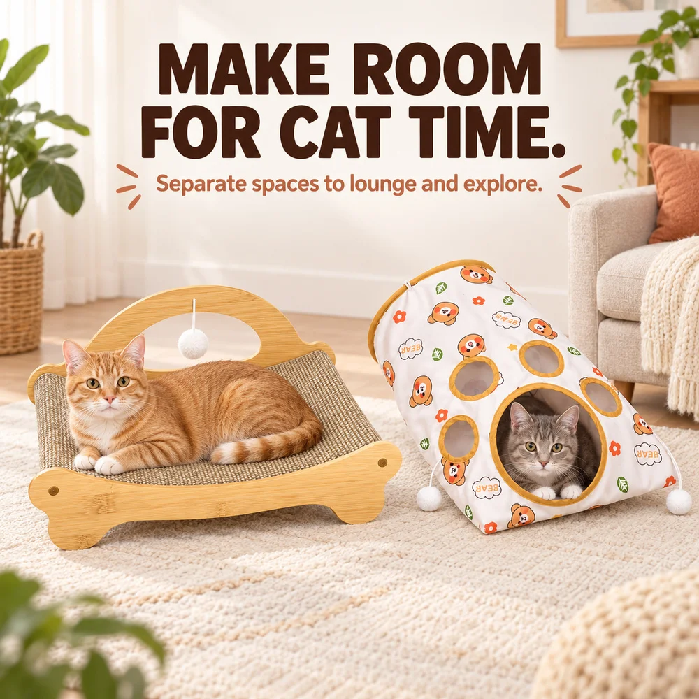 Zoe Cat Scratcher Lounger With Crinkle Tunnel - Image 6
